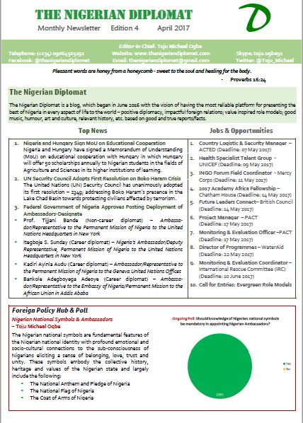 The Nigerian Diplomat Monthly Newsletter April 2017